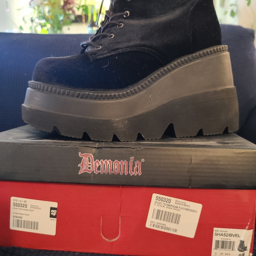 Demonia Velvet Black Platform Shoes